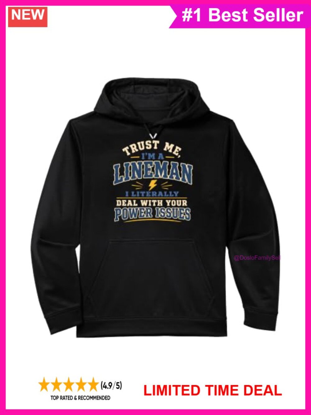 Electric Lineman Performance Hoodie Polyester Men Women